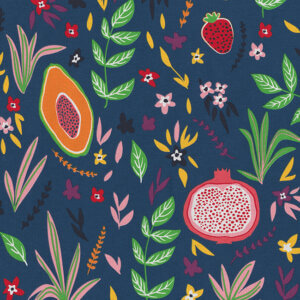 Tropical fruit print gordijn, perfect voor het inrichten van een speelse en zomerse omgeving, ideaal voor een kinderkamer of een vrolijke woonkamer.