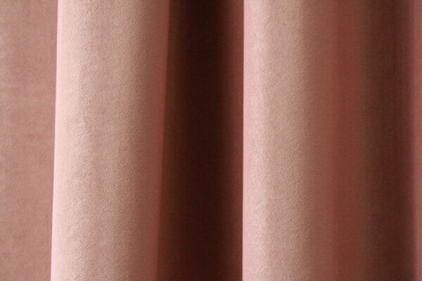 Oud roze fluwelen gordijnen JC2418 van Okika, met afbeelding van details afwerking, een luxe 100% polyester velvet stof,